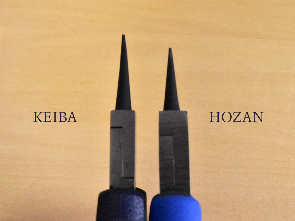 KEIBAとHOZANの丸ヤットコの先端の比較